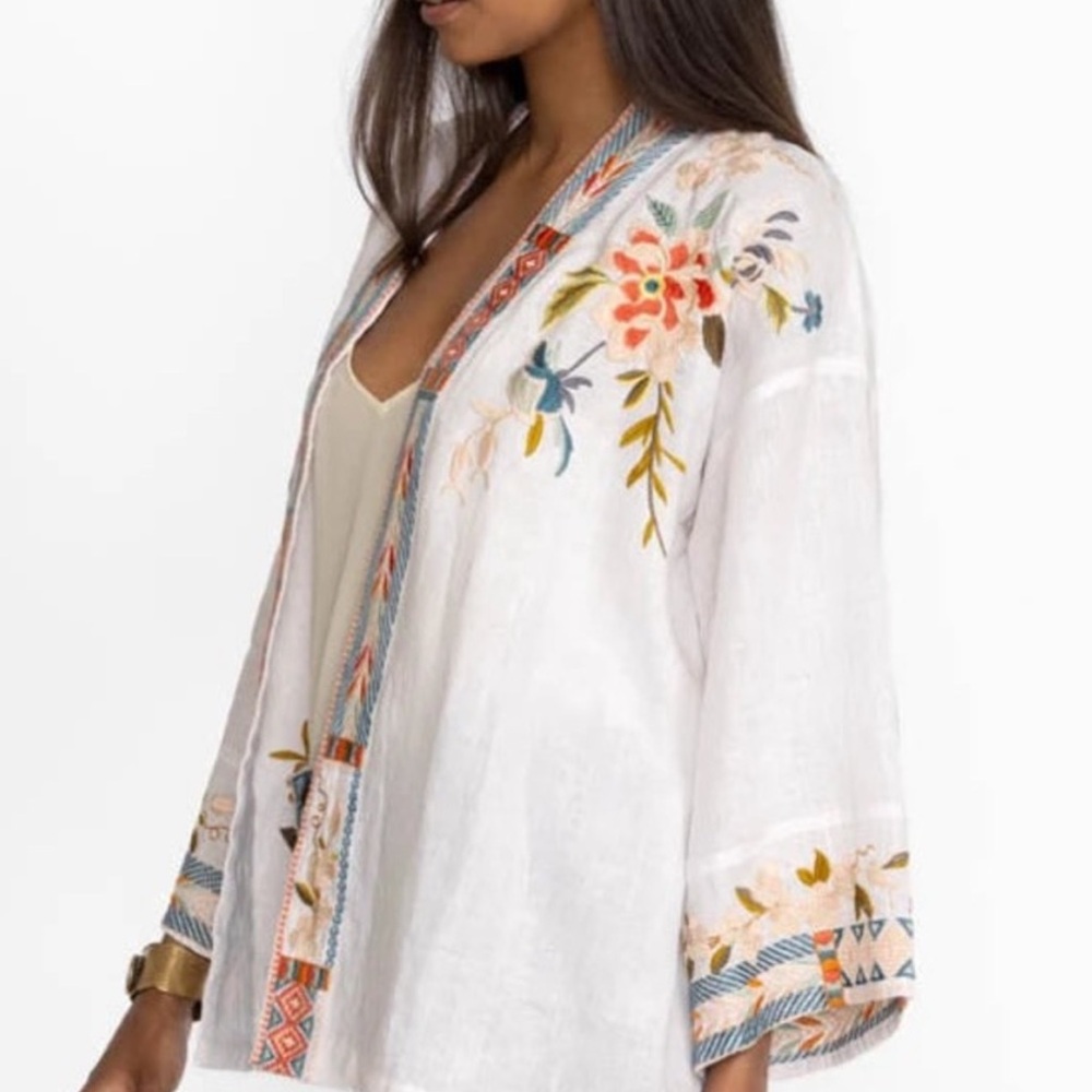 Johnny Was heavily embroidered CERETTI LINEN KIMONO/JACKET RARE - Picture 4 of 10